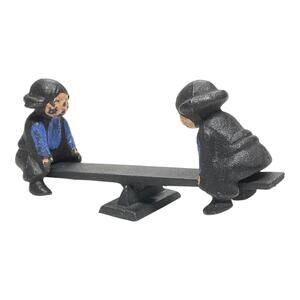 Vintage 1997 John Wright Cast Iron Amish Boys on Teeter Totter - A1041